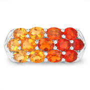 Bids.com 1.56 Carat Genuine Fire Opal .925 Sterling Silver Ring Rings