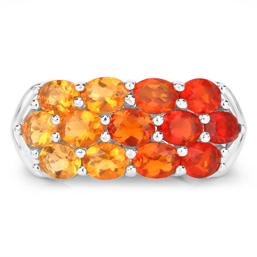 Bids.com 1.56 Carat Genuine Fire Opal .925 Sterling Silver Ring Rings