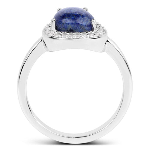 Bids.com 2.03 Carat Genuine Lapis And White Topaz .925 Sterling Silver Ring Rings