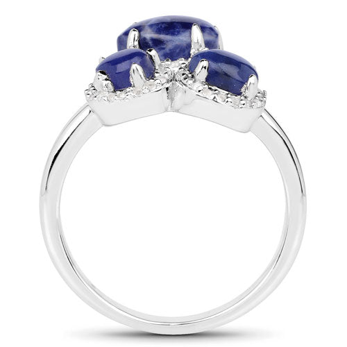 Bids.com 2.28 Carat Genuine Blue Aventurine And White Topaz .925 Sterling Silver Ring Rings
