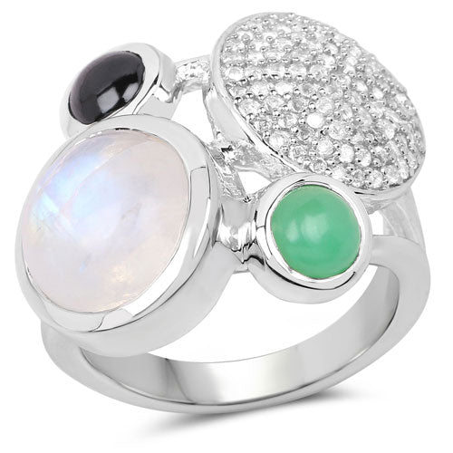 Bids.com 5.90 Carat Genuine Multi Stone .925 Sterling Silver Ring Rings