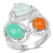Bids.com 4.82 Carat Genuine Multi Stone .925 Sterling Silver Ring Rings