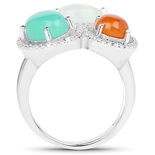 Bids.com 4.82 Carat Genuine Multi Stone .925 Sterling Silver Ring Rings