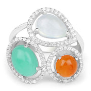 Bids.com 4.82 Carat Genuine Multi Stone .925 Sterling Silver Ring Rings