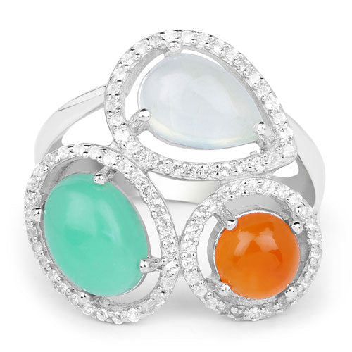 Bids.com 4.82 Carat Genuine Multi Stone .925 Sterling Silver Ring Rings