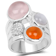 Bids.com 5.96 Carat Genuine Multi Stone .925 Sterling Silver Ring Rings