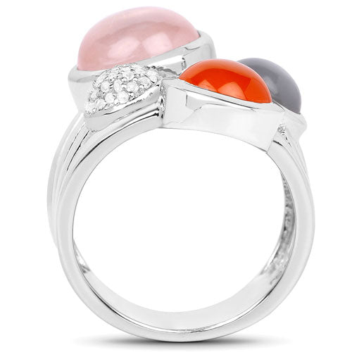 Bids.com 5.96 Carat Genuine Multi Stone .925 Sterling Silver Ring Rings