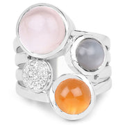 Bids.com 5.96 Carat Genuine Multi Stone .925 Sterling Silver Ring Rings