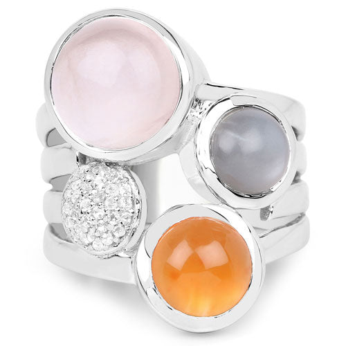 Bids.com 5.96 Carat Genuine Multi Stone .925 Sterling Silver Ring Rings