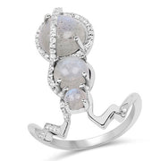 Bids.com 2.79 Carat Genuine Labradorite And White Topaz .925 Sterling Silver Ring Rings