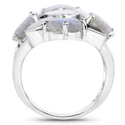Bids.com 10.30 Carat Genuine White Rainbow Moonstone, Labradorite And Black Onyx .925 Sterling Silver Ring Rings