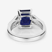 Bids.com 3.07 Carat Glass Filled Sapphire and White Zircon .925 Sterling Silver Ring Rings