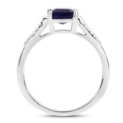 Bids.com 3.07 Carat Glass Filled Sapphire and White Zircon .925 Sterling Silver Ring Rings