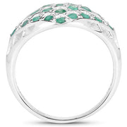 Bids.com 0.90 Carat Genuine Emerald .925 Sterling Silver Ring Rings