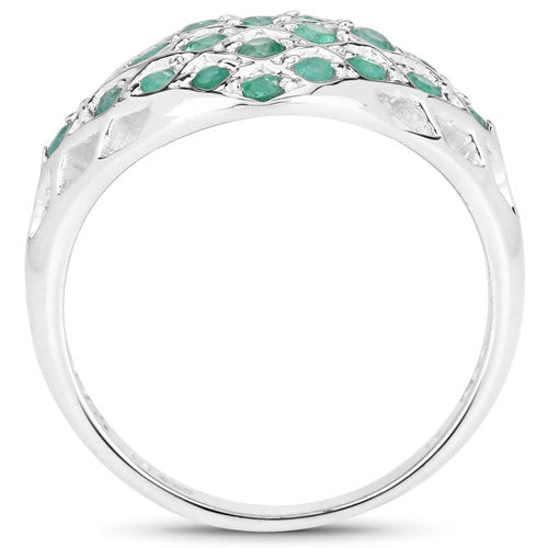 Bids.com 0.90 Carat Genuine Emerald .925 Sterling Silver Ring Rings