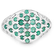 Bids.com 0.90 Carat Genuine Emerald .925 Sterling Silver Ring Rings
