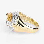 Bids.com 4.56 Carat Genuine Citrine and White Diamond .925 Sterling Silver Ring Rings