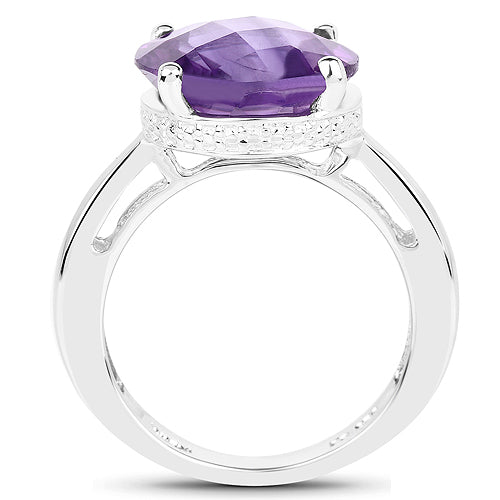 Bids.com 5.60 Carat Genuine Amethyst .925 Sterling Silver Ring Rings