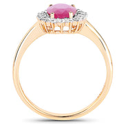 Bids.com 1.48 Carat Genuine Ruby and White Diamond 14K Yellow Gold Ring Rings