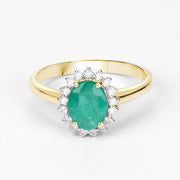 Bids.com 1.39 Carat Genuine Zambian Emerald and White Diamond 10K Yellow Gold Ring Rings