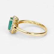 Bids.com 1.39 Carat Genuine Zambian Emerald and White Diamond 10K Yellow Gold Ring Rings