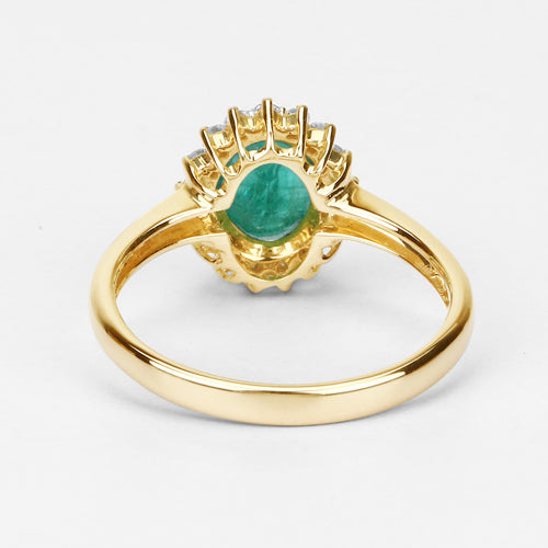 Bids.com 1.39 Carat Genuine Zambian Emerald and White Diamond 10K Yellow Gold Ring Rings