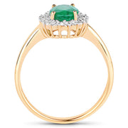 Bids.com 1.39 Carat Genuine Zambian Emerald and White Diamond 10K Yellow Gold Ring Rings