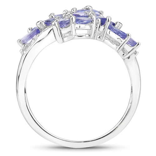 Bids.com 1.73 Carat Genuine Tanzanite and White Zircon .925 Sterling Silver Ring Rings