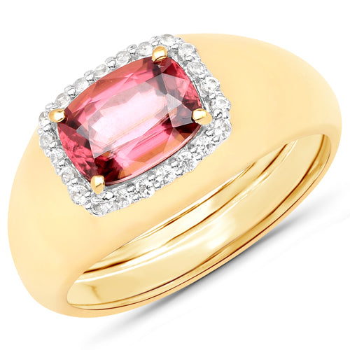 Bids.com 2.60 Carat Genuine Pink Zircon and White Zircon .925 Sterling Silver Ring Rings