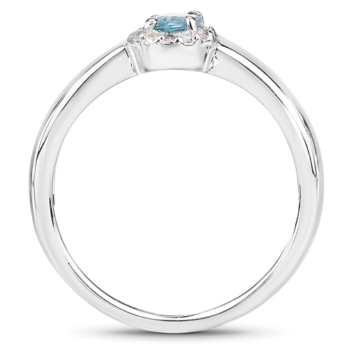 Bids.com 0.68 Carat Genuine Blue Zircon and White Zircon .925 Sterling Silver Ring Rings