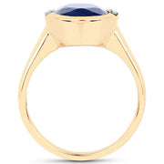 Bids.com 4.85 Carat Genuine Blue Sapphire and White Diamond 14K Yellow Gold Ring Rings
