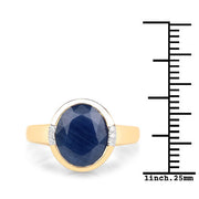 Bids.com 4.85 Carat Genuine Blue Sapphire and White Diamond 14K Yellow Gold Ring Rings