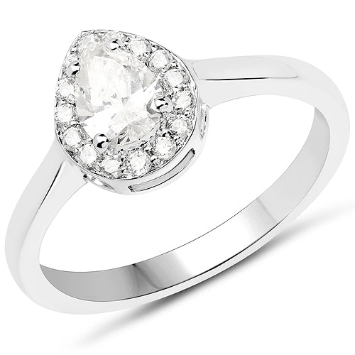 Bids.com 14K White Gold 0.64 Carat Genuine White Diamond Ring Rings