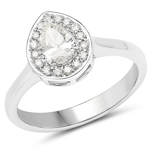 Bids.com 14K White Gold 0.64 Carat Genuine White Diamond Ring Rings