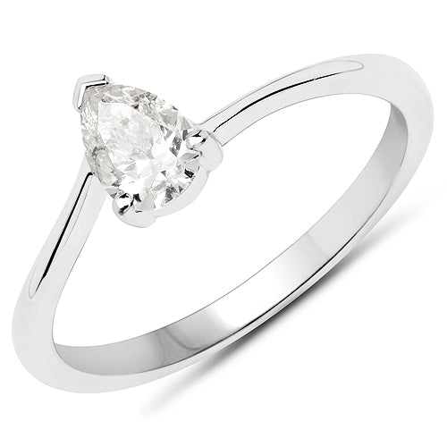 Bids.com 14K White Gold 0.50 Carat Genuine White Diamond Ring Rings