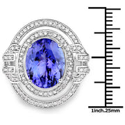 Bids.com 14K White Gold 6.83 Carat Genuine Tanzanite and White Diamond Ring Rings
