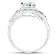 Bids.com 1.50 Carat Genuine Aquamarine .925 Sterling Silver Ring Rings