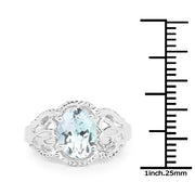 Bids.com 1.50 Carat Genuine Aquamarine .925 Sterling Silver Ring Rings
