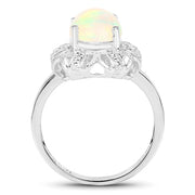 Bids.com 1.73 Carat Genuine Ethiopian Opal & White Topaz .925 Sterling Silver Ring Rings