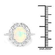 Bids.com 1.73 Carat Genuine Ethiopian Opal & White Topaz .925 Sterling Silver Ring Rings