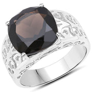 Bids.com 7.09 Carat Genuine Smoky Quartz .925 Sterling Silver Ring Rings