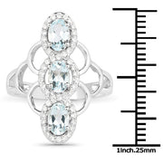 Bids.com 1.54 Carat Genuine Aquamarine and White Zircon .925 Sterling Silver Ring Rings
