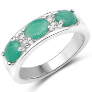 Bids.com 1.38 Carat Genuine Emerald and White Topaz .925 Sterling Silver Ring Rings