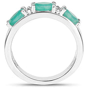 Bids.com 1.38 Carat Genuine Emerald and White Topaz .925 Sterling Silver Ring Rings