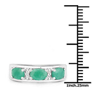 Bids.com 1.38 Carat Genuine Emerald and White Topaz .925 Sterling Silver Ring Rings