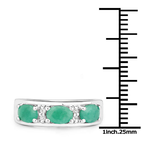 Bids.com 1.38 Carat Genuine Emerald and White Topaz .925 Sterling Silver Ring Rings