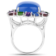 Bids.com 26.67 Carat Genuine Multi Stones .925 Sterling Silver Ring Rings