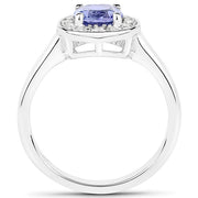 Bids.com 1.51 Carat Genuine Tanzanite and White Topaz .925 Sterling Silver ring Rings