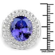 Bids.com 10.79 Carat Genuine Tanzanite and White Diamond 18K White Gold Ring Rings