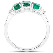 Bids.com 1.14 Carat Genuine Zambian Emerald and White Diamond 14K White Gold Ring Rings